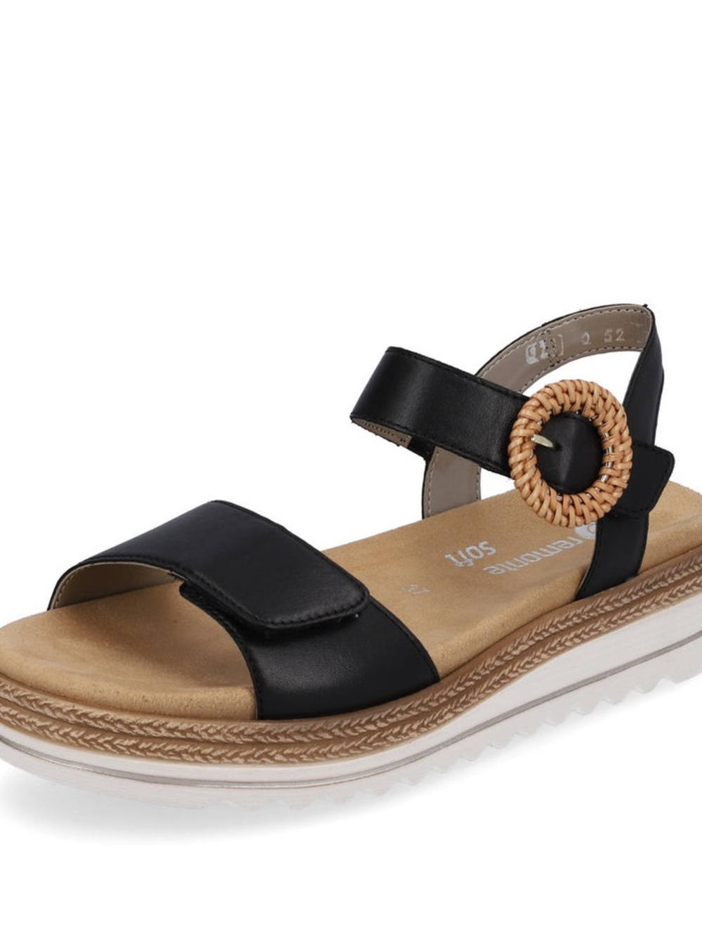 Remonte Wedge Leather Sandal Summer Black Women’s Size 38 Vacation Event Office